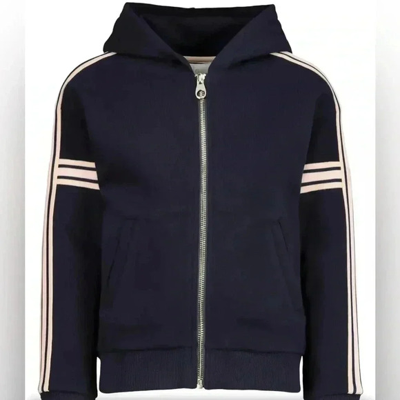 Authentic Chloe girls designer full zip navy pink stripes long  sleeve hoodie 5 - Picture 1 of 6